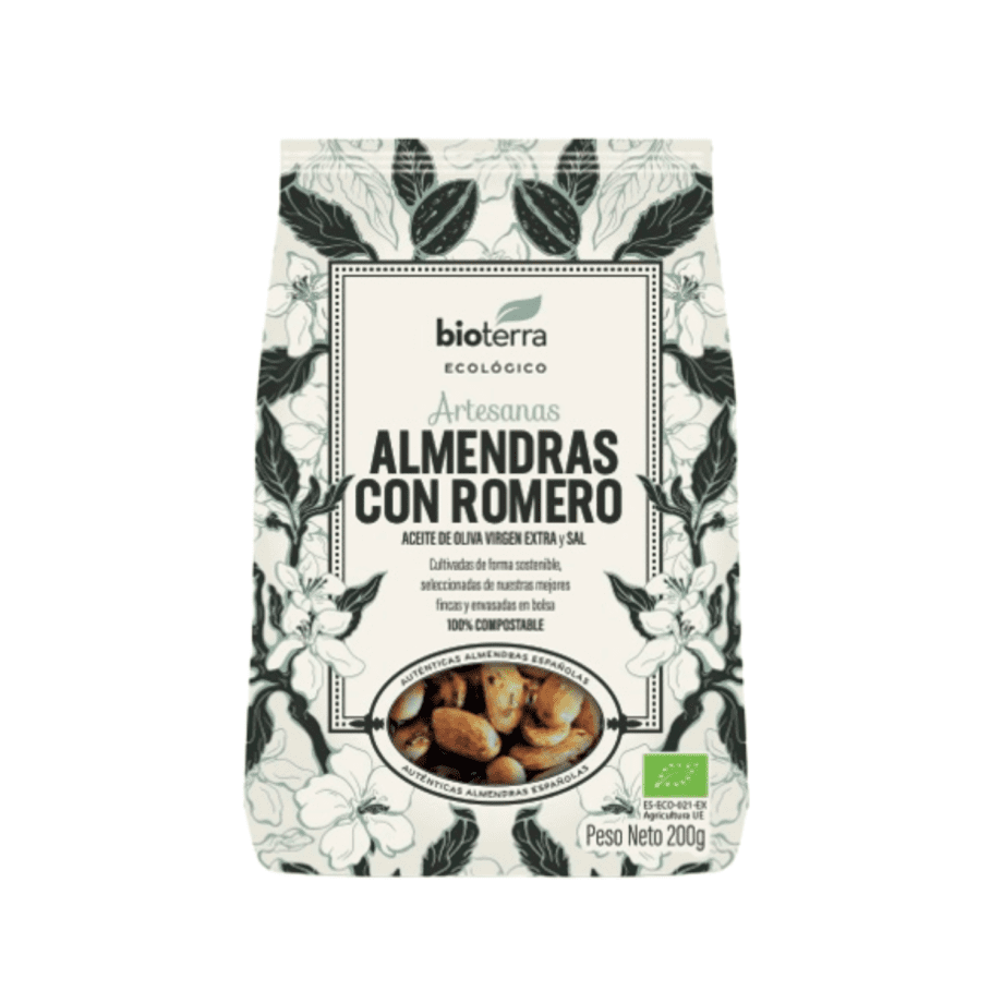Almendras con Romero en bolsa 100% compostable